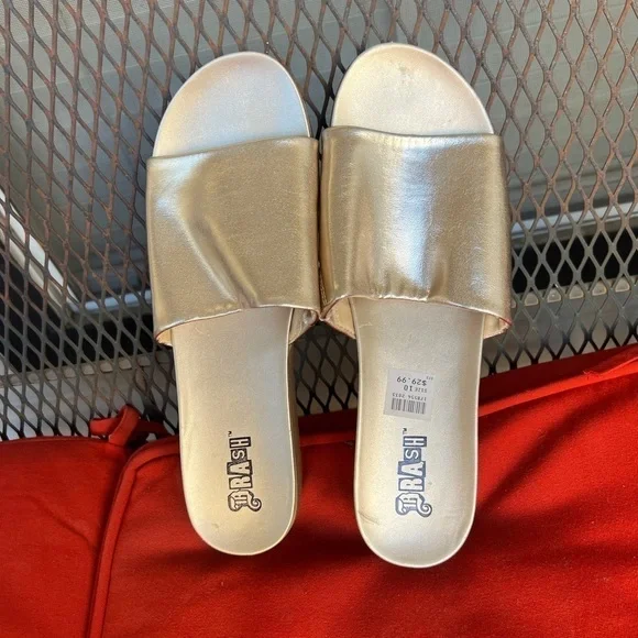 Brash Slide Wedge heel shoes Gold Color US 10 - Picture 1 of 10
